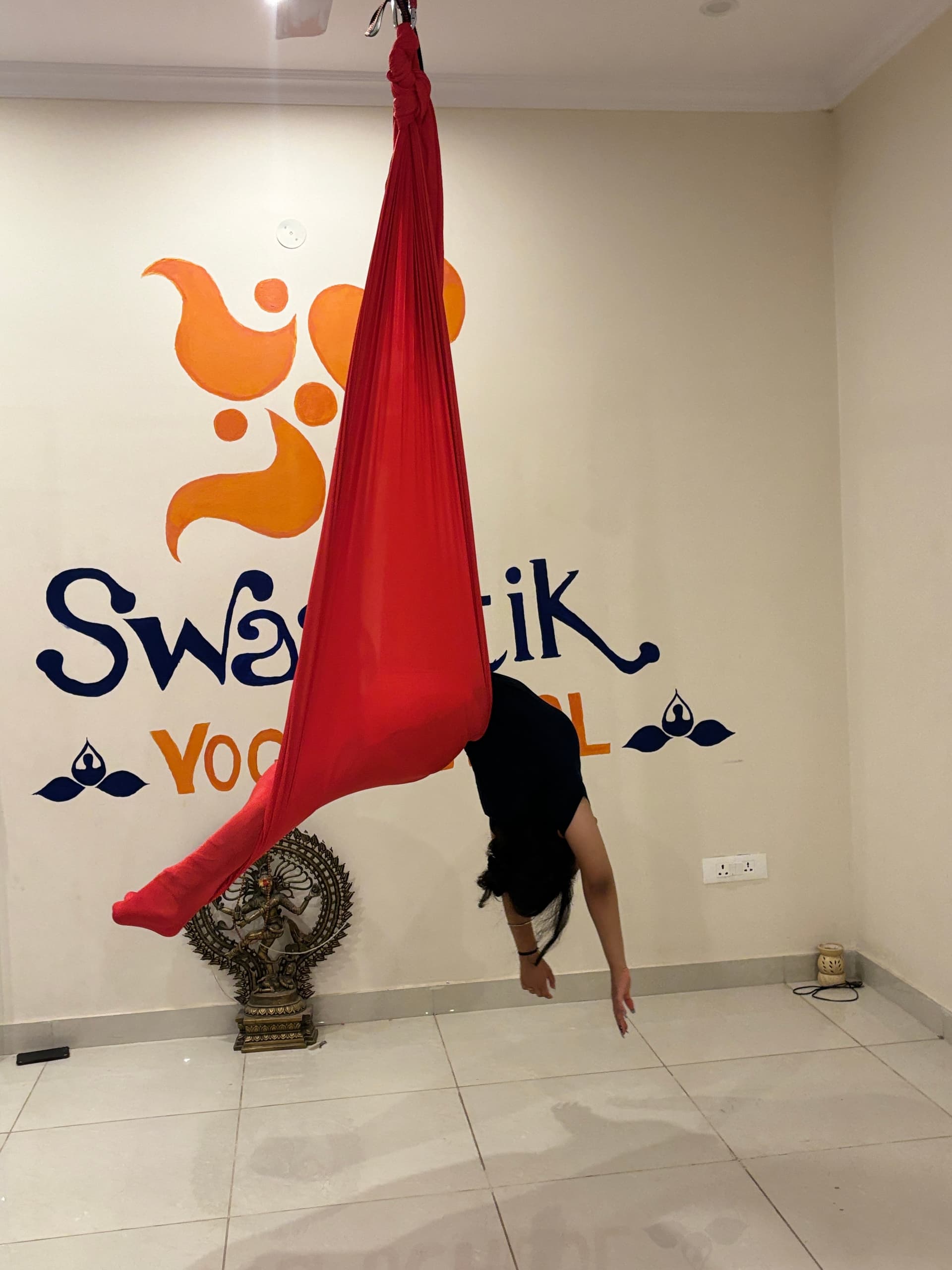 Advanced aerial yoga balance