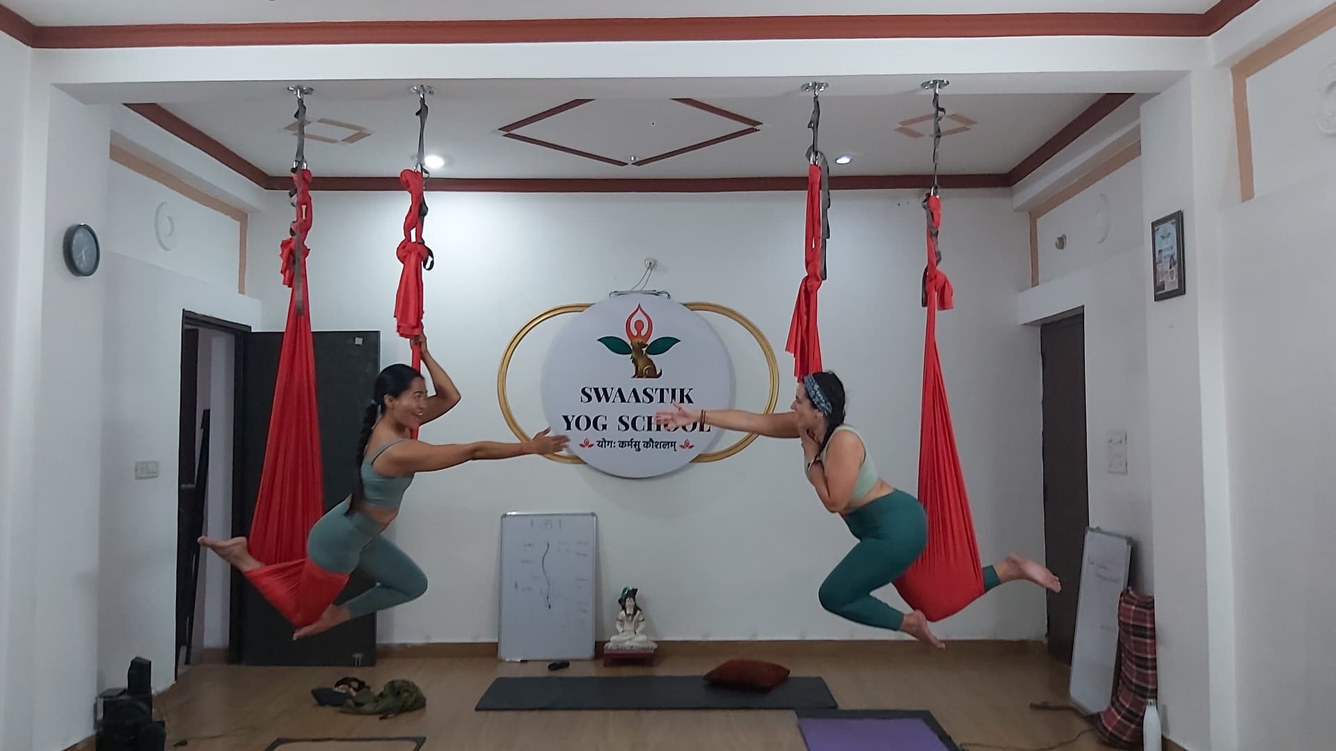 Aerial yoga pose variation