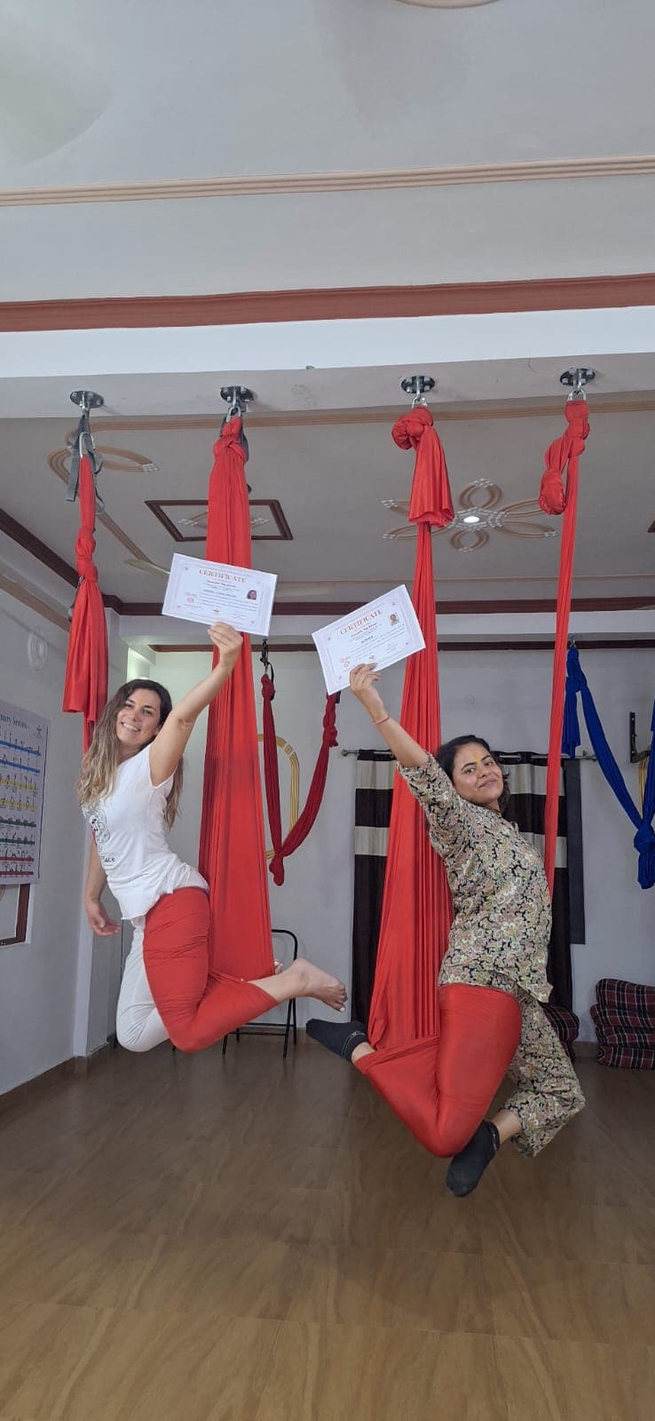Aerial yoga training progress