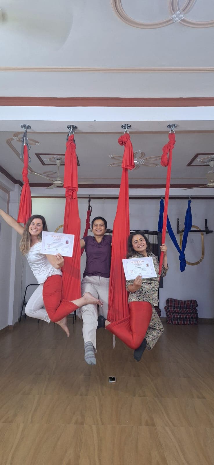 Aerial yoga group