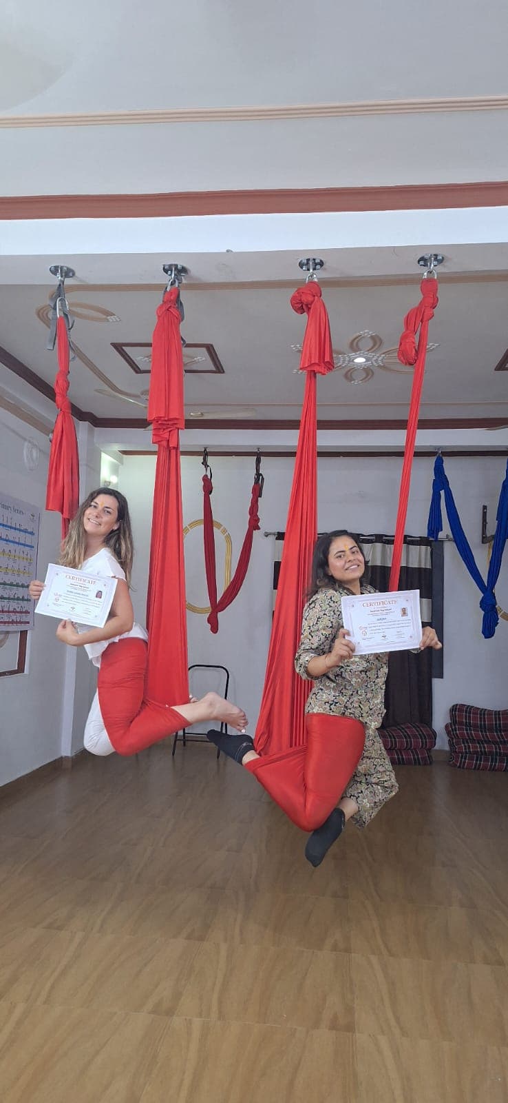 Aerial yoga pose