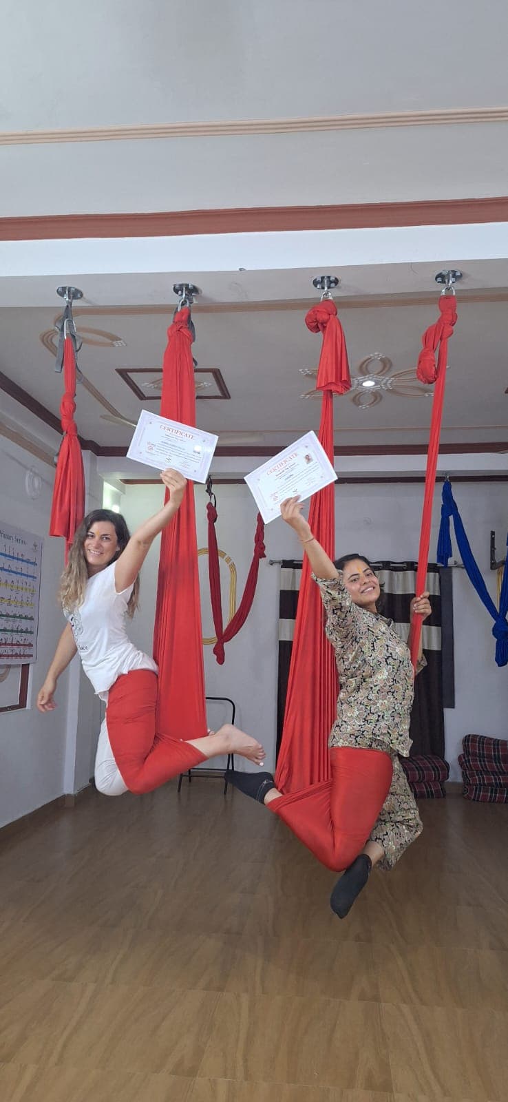 Aerial yoga session