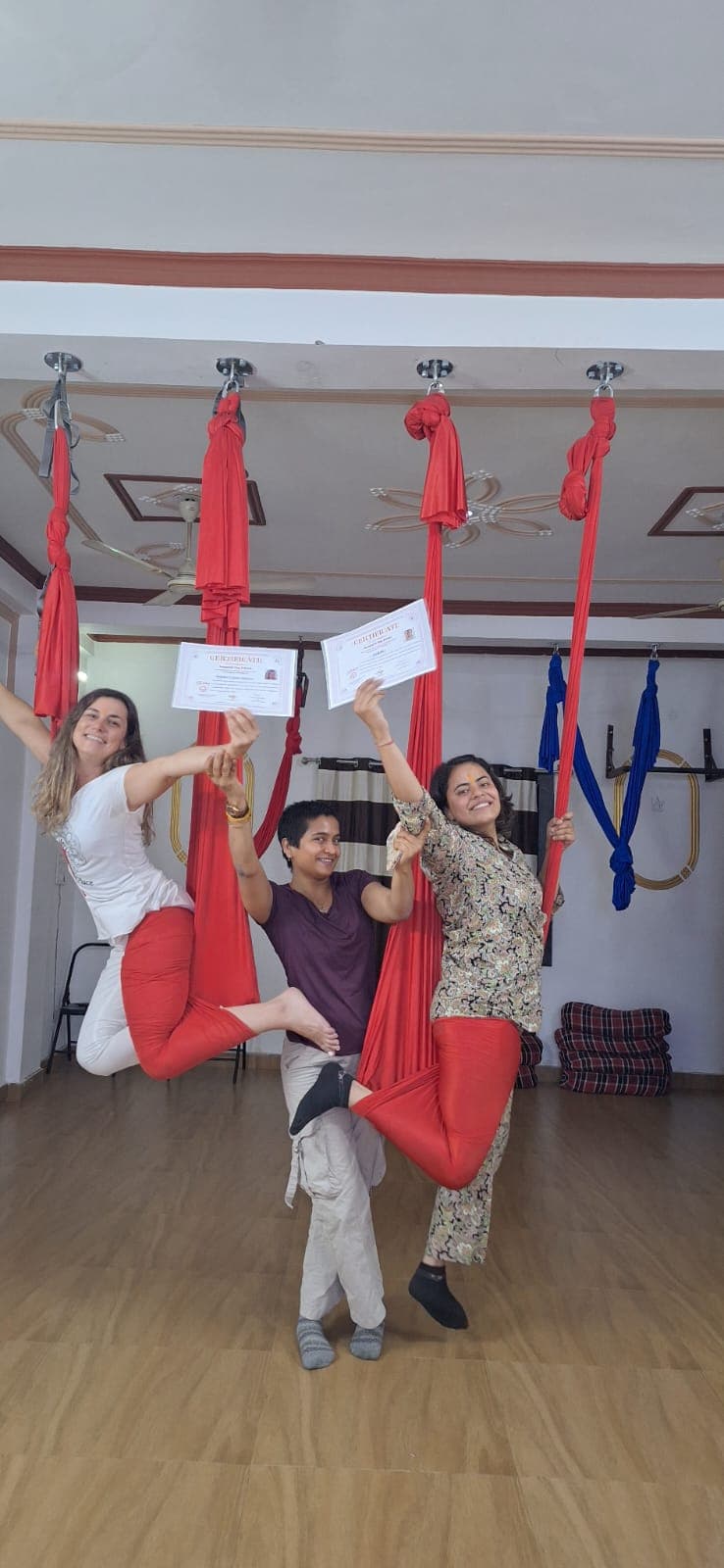 Aerial yoga namaste