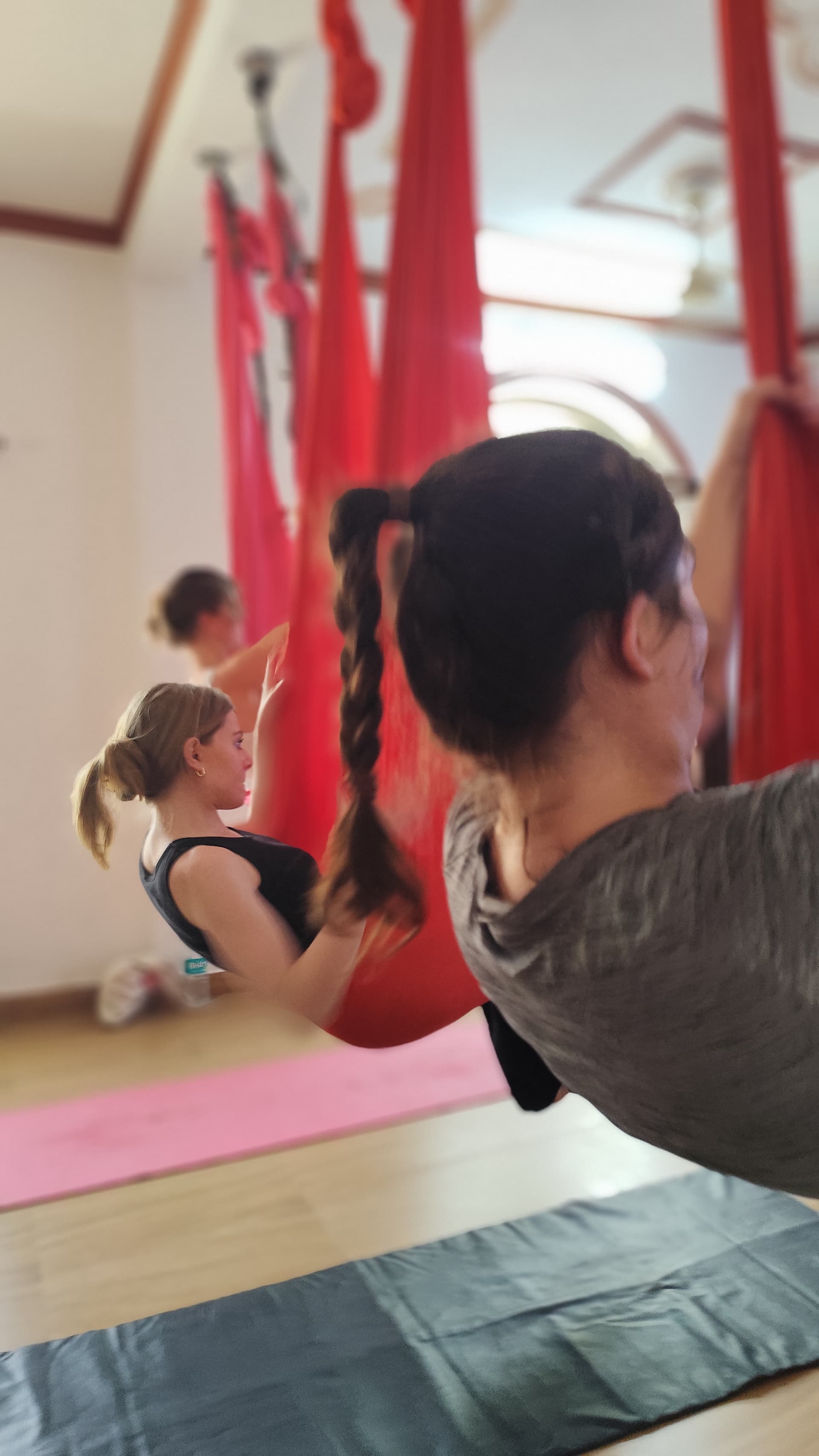 Aerial yoga beautiful moment