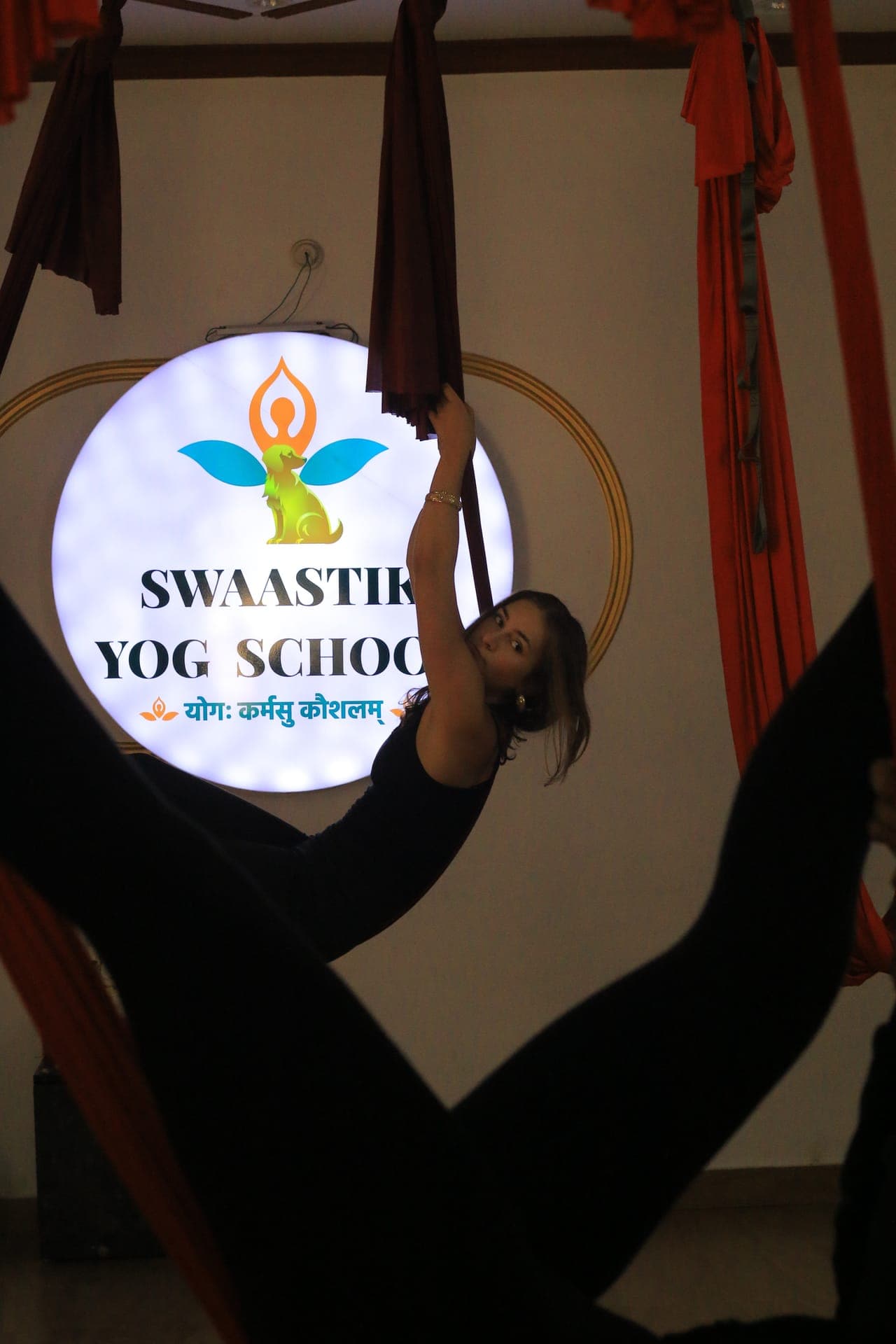 Aerial yoga backbend