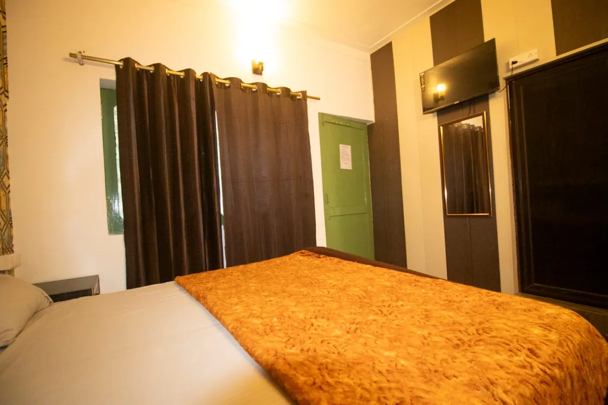 A private room at Swaastik Yog School's Tapovan campus in Rishikesh, used by students on the 300 hour yoga teacher training