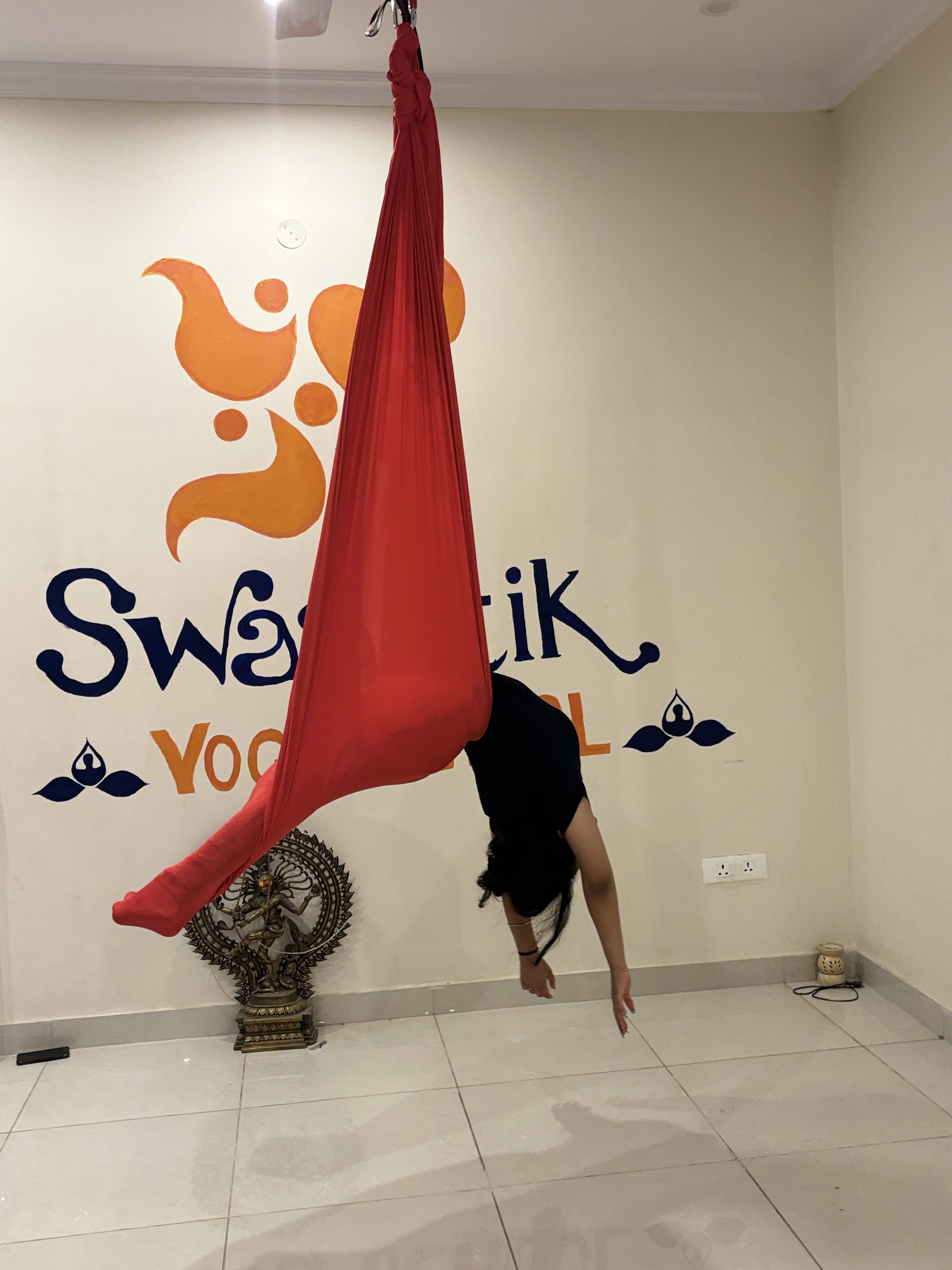 Advanced aerial yoga balance